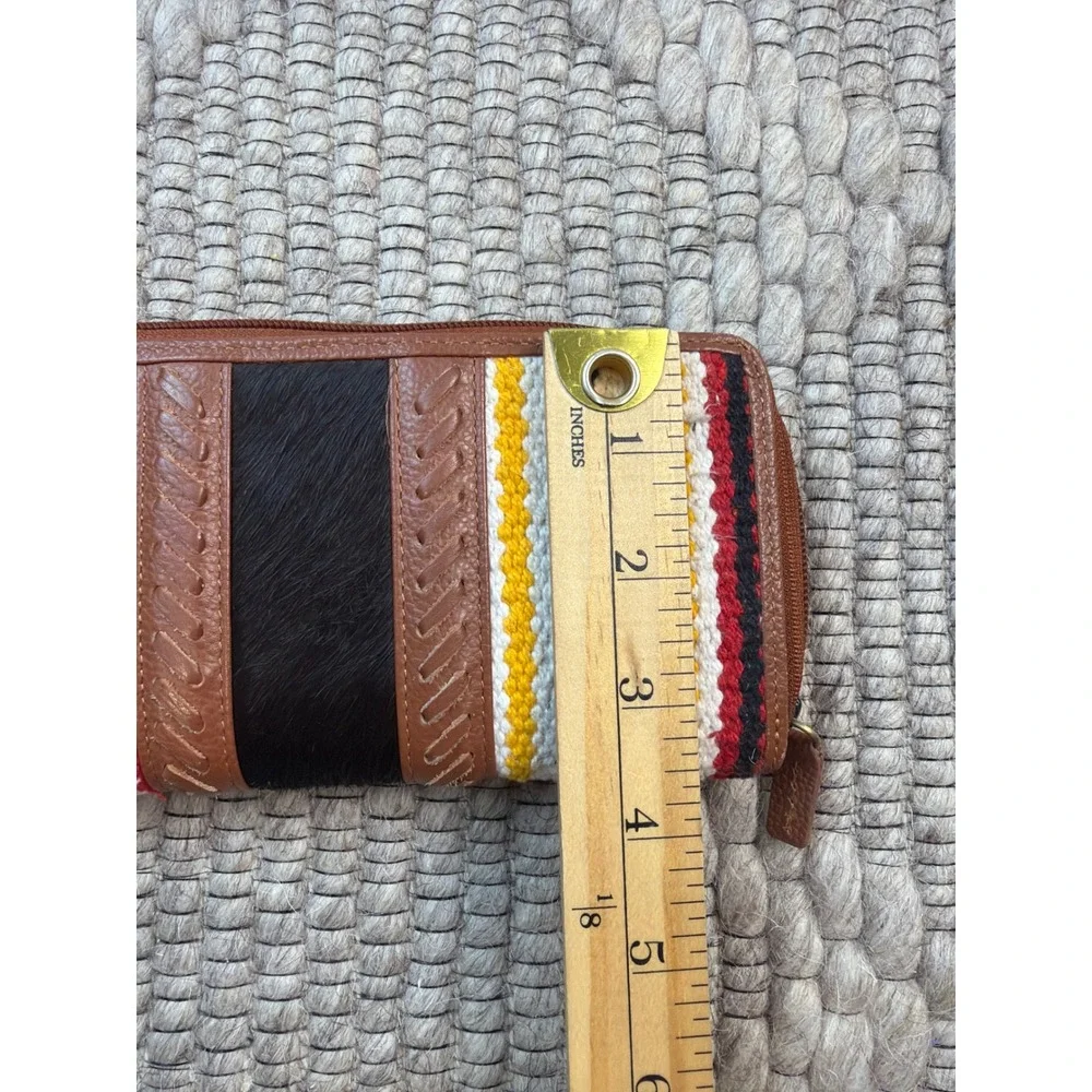 Myra Bag Wallet Women OS Southwestern Rug Leather Hair-on-Hide Zip Around Clutch